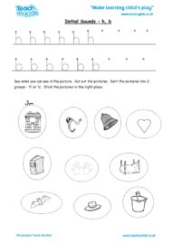 Worksheets for kids - initial sounds-h,b